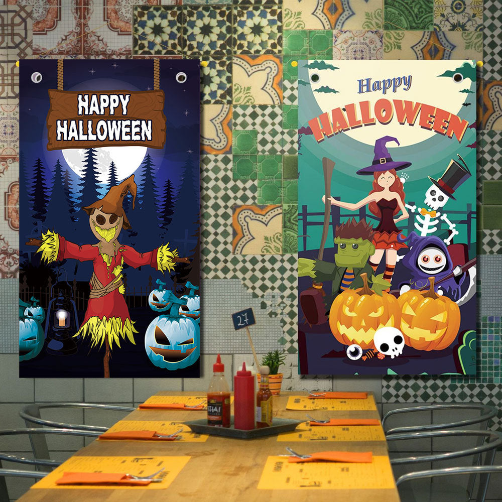Wholesale Halloween New Bar Restaurant Wall Cloth Poster Hanging Banner Decorative Pendant